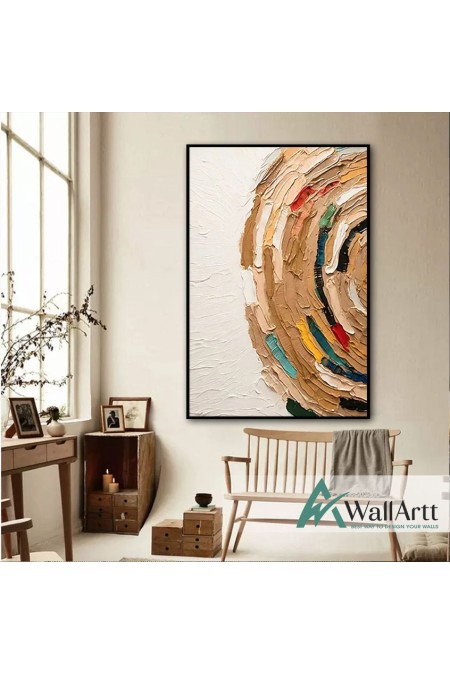 Abstract Half Circle 3d Heavy Textured Partial Oil Painting